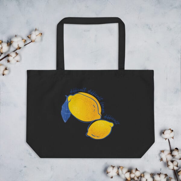 Difficult Lemon - Large organic tote bag