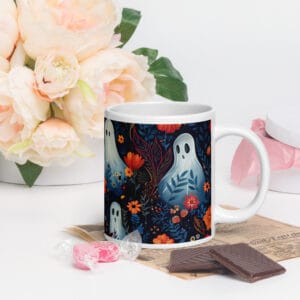 Floral Ghost Wallpaper - White glossy mug