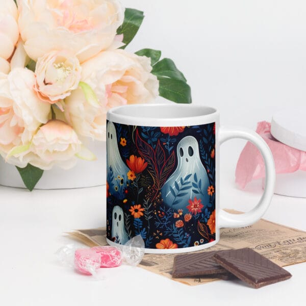 Floral Ghost Wallpaper - White glossy mug