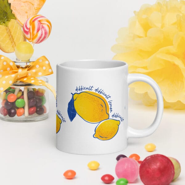Difficult Lemon - White glossy mug