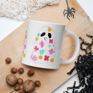 Watercolor Floral Ghost - White glossy mug