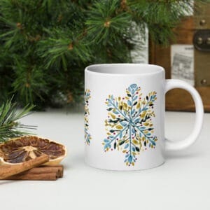 Watercolor Snowflake - White glossy mug